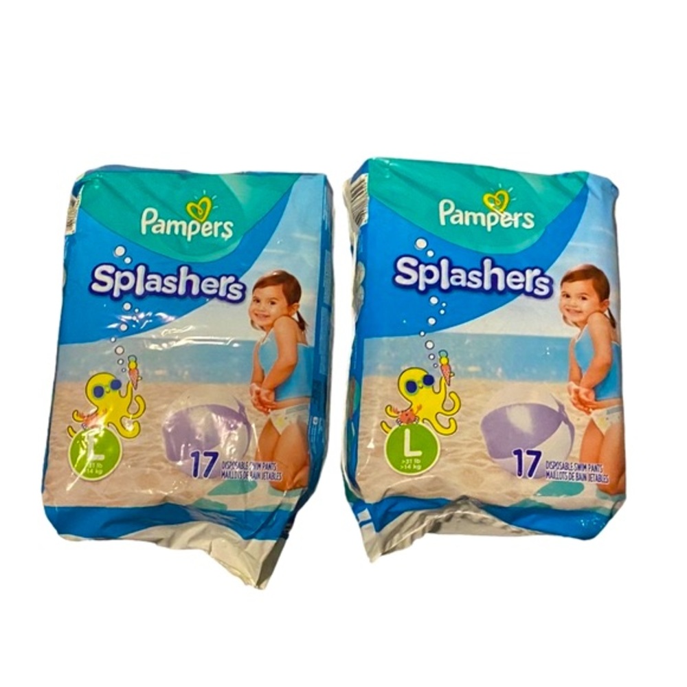 NIP 2 Pkg Pampers Splashers Swim Diapers - Large (31-40lbs) - Picture 2 of 4